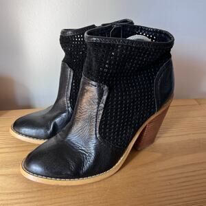 Gray Saks Fifth Avenue Joey Suede Soft Leather Black Zipper Booties Women’s 7.5